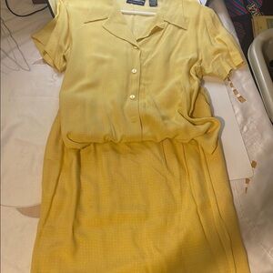 Vintage Liz Claiborne Yellow Button-Up Dress 000609